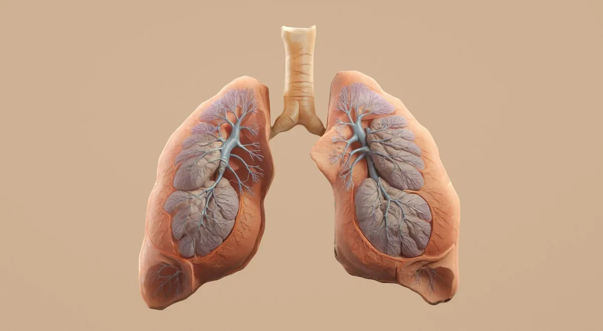 Ilustração anatômica dos pulmões humanos sobre fundo bege